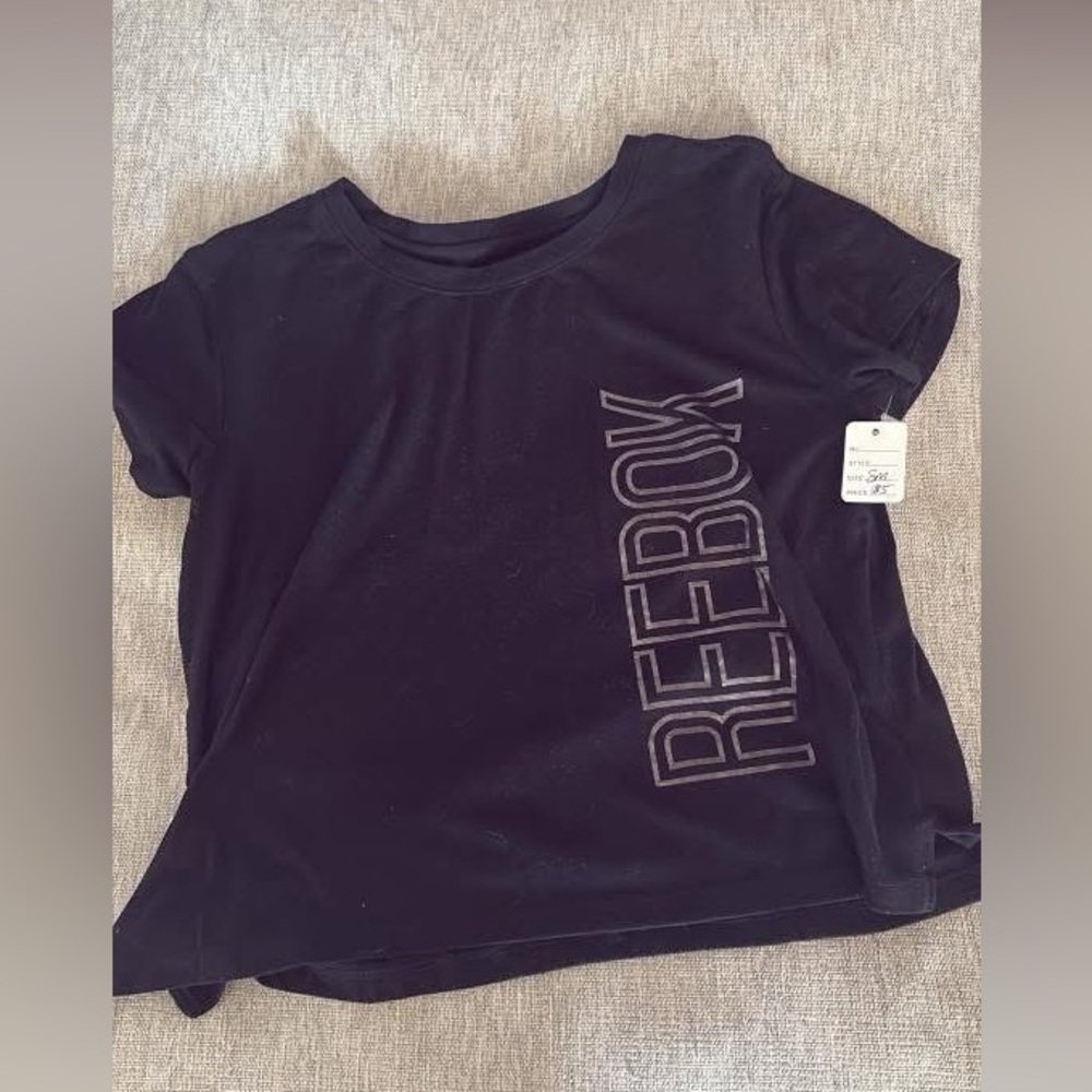 Reebok Black Crop Top with Vertical Logo